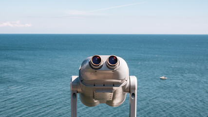 Sea view and coin operated binoculars