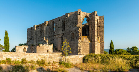 View of Saint F&eacute;lix de Monceau abbey in Gigean in H&eacute;rault in Occitania, France