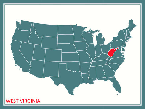Geographic location of West Virginia state on USA map