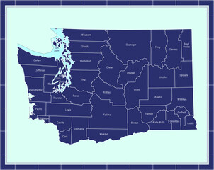Fototapeta na wymiar Counties map of Washington USA state