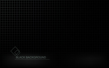 Black vector background with square grid. Minimalistic black background.