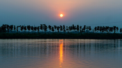 sunset over lake