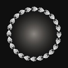 White frame with lace ornament in circle on black background. Art deco. Luxury round mandala, hand draw design. Ethnic motif. Abstract vector illustration.Template design for invitation, poster, card.