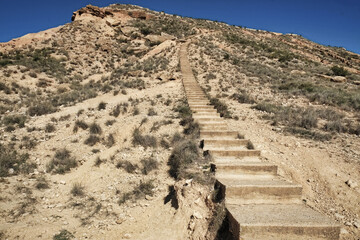 mountain with ladder
