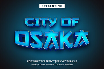 Editable text effect - City of osaka metallic blue style