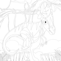 Outline Dinosaur  Illustration Suitable For Any Of Graphic Design Project Such As Coloring Book And Education