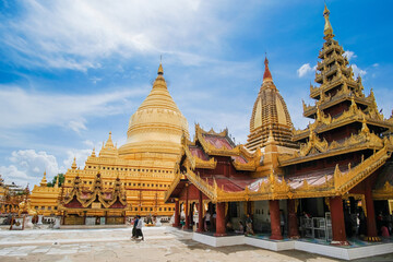 Shwezigon Pagoda is a Buddhist temple located in Nyaung-U town, Bagan, Myanmar. Construction of...