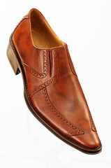 classic men's leather shoes in white background