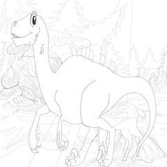 Outline Dinosaur  Illustration Suitable For Any Of Graphic Design Project Such As Coloring Book And Education