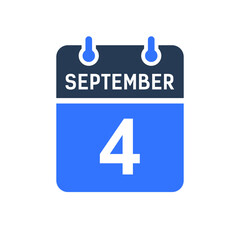 September 4 Calendar Date Icon, Event Date Icon, Calendar Date, Icon Design Vector Graphic