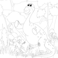 Outline Dinosaur  Illustration Suitable For Any Of Graphic Design Project Such As Coloring Book And Education