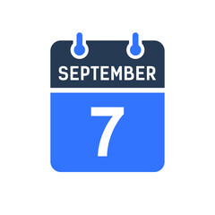 September 7 Calendar Date Icon, Event Date Icon, Calendar Date, Icon Design Vector Graphic