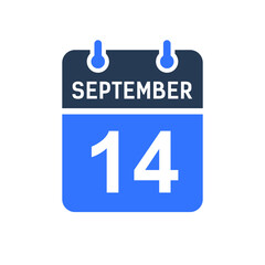 September 14 Calendar Date Icon, Event Date Icon, Calendar Date, Icon Design Vector Graphic