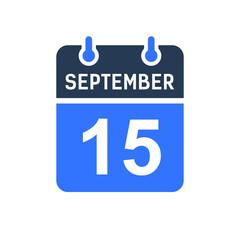 September 15 Calendar Date Icon, Event Date Icon, Calendar Date, Icon Design Vector Graphic