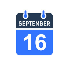 September 16 Calendar Date Icon, Event Date Icon, Calendar Date, Icon Design Vector Graphic