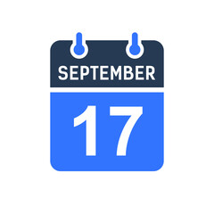 September 17 Calendar Date Icon, Event Date Icon, Calendar Date, Icon Design Vector Graphic