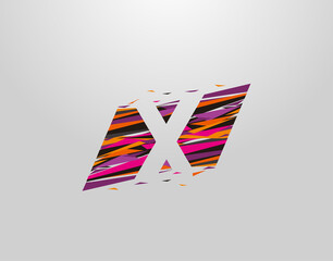 X Letter Logo. Creative Modern Abstract Geometric Initial X Design, made of various colorful pop art strips shapes