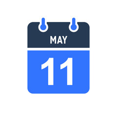 May 11 Calendar Date Icon, Event Date Icon, Calendar Date, Icon Design Vector Graphic