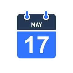 May 17 Calendar Date Icon, Event Date Icon, Calendar Date, Icon Design Vector Graphic