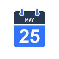 May 25 Calendar Date Icon, Event Date Icon, Calendar Date, Icon Design Vector Graphic