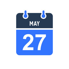 May 27 Calendar Date Icon, Event Date Icon, Calendar Date, Icon Design Vector Graphic
