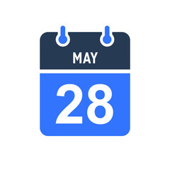 May 28 Calendar Date Icon, Event Date Icon, Calendar Date, Icon Design Vector Graphic