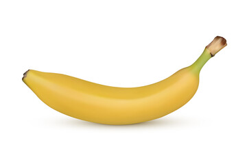 Realistic ripe banana isolated on white background. Vector illustration