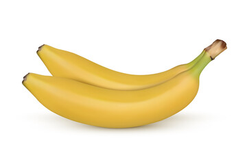 Realistic ripe banana isolated on white background. Vector illustration