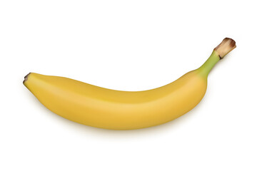 Realistic ripe banana isolated on white background. Vector illustration