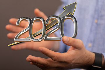 business year 2020 up goals and  success illustration