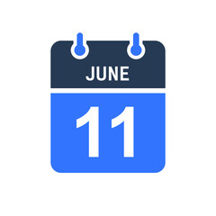 June 11 Calendar Date Icon, Event Date Icon, Calendar Date, Icon Design Vector Graphic