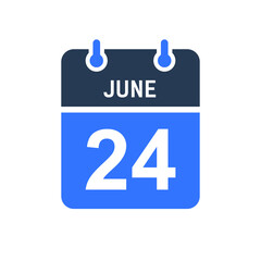 June 24 Calendar Date Icon, Event Date Icon, Calendar Date, Icon Design Vector Graphic