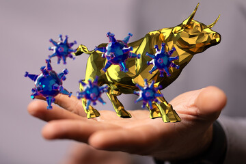 Financial stock graph has down from virus corona outbreak..