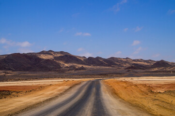 Road in the desert to the horizon ,Namibia,Africa
