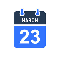 March 23 Calendar Date Icon, Event Date Icon, Calendar Date, Icon Design Vector Graphic