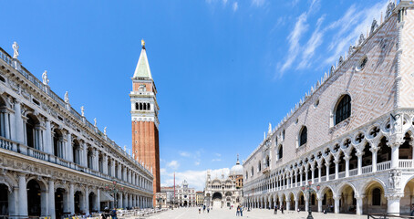 San Marco square in Venice almost desert in May 2020 after the covid19 pandemic lockdown