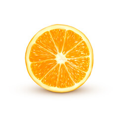 Realistic orange isolated on white background. Fresh orange fruit. Vector illustration