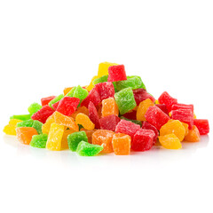 dried slice of colored fruit isolated on a white background