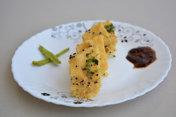 dhokla, an Indian snack