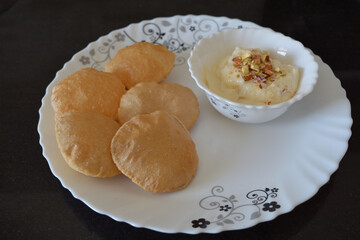 Shrikhand-puri, Indian delicacy