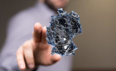 Abstract of germany map network, internet and global connection concept, Wire Frame 3D