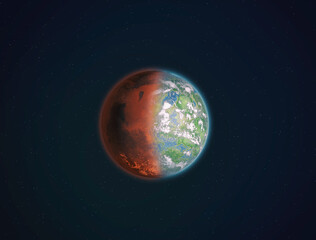 Hypothetical terraformed Mars. 3d Illustration
