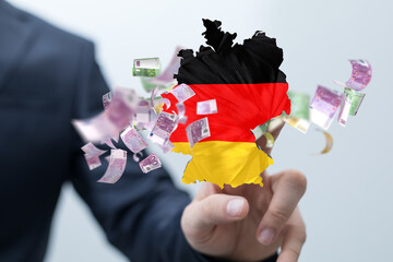 Abstract of germany map network, internet and global connection concept, Wire Frame 3D