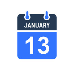 January 13 Calendar Date Icon, Event Date Icon, Calendar Date, Icon Design Vector Graphic