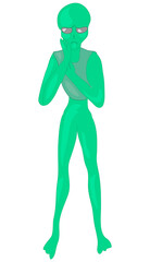 upset alien. cute fantastic character. emotion sadness anger disappointment
