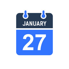 January 27 Calendar Date Icon, Event Date Icon, Calendar Date, Icon Design Vector Graphic