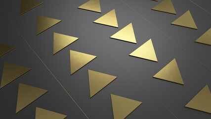 black gold background from triangles 3d render