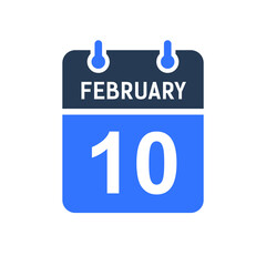 February 10 Calendar Date Icon, Event Date Icon, Calendar Date, Icon Design Vector Graphic