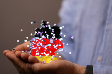 Abstract of germany map network, internet and global connection concept, Wire Frame 3D mesh...