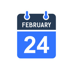 February 24 Calendar Date Icon, Event Date Icon, Calendar Date, Icon Design Vector Graphic